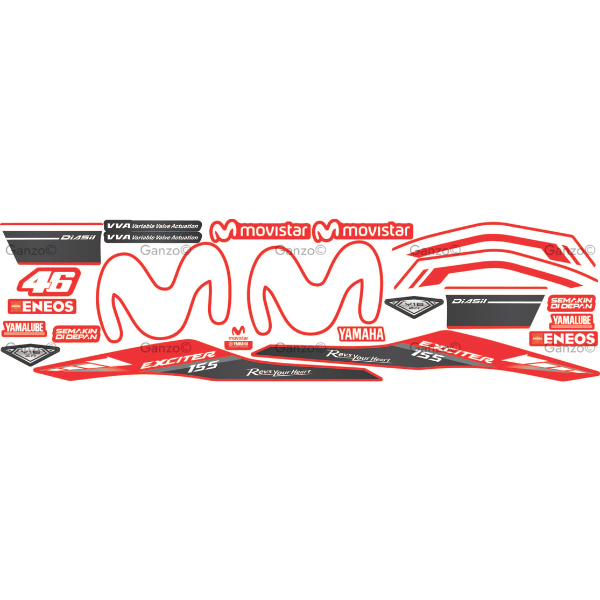 YAMAHA Y16ZR V1 CUSTOMIZED STRIPE STICKER COVERSET / MOVISTAR DESIGN
