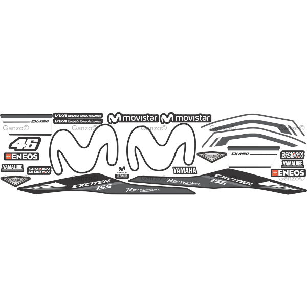 YAMAHA Y16ZR V1 CUSTOMIZED STRIPE STICKER COVERSET / MOVISTAR DESIGN