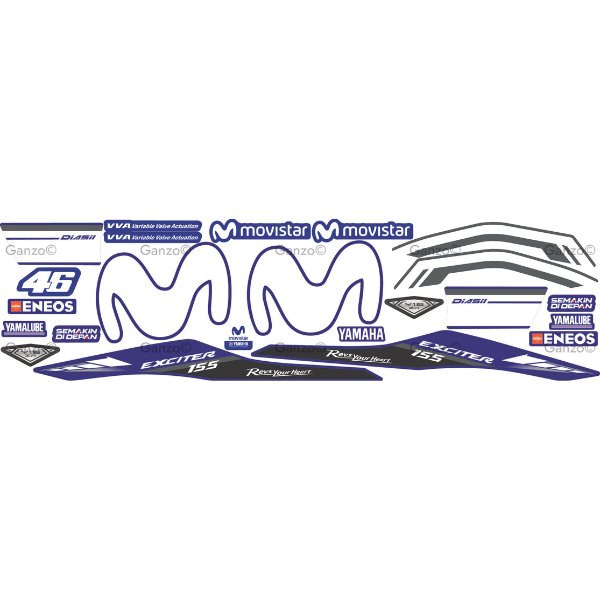 YAMAHA Y16ZR V1 CUSTOMIZED STRIPE STICKER COVERSET / MOVISTAR DESIGN