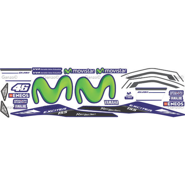 YAMAHA Y16ZR V1 CUSTOMIZED STRIPE STICKER COVERSET / MOVISTAR DESIGN